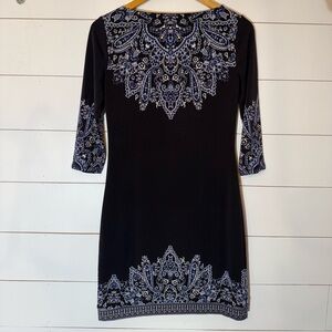 WHBM 3/4 Sleeve Boatneck Printed Sheath Dress